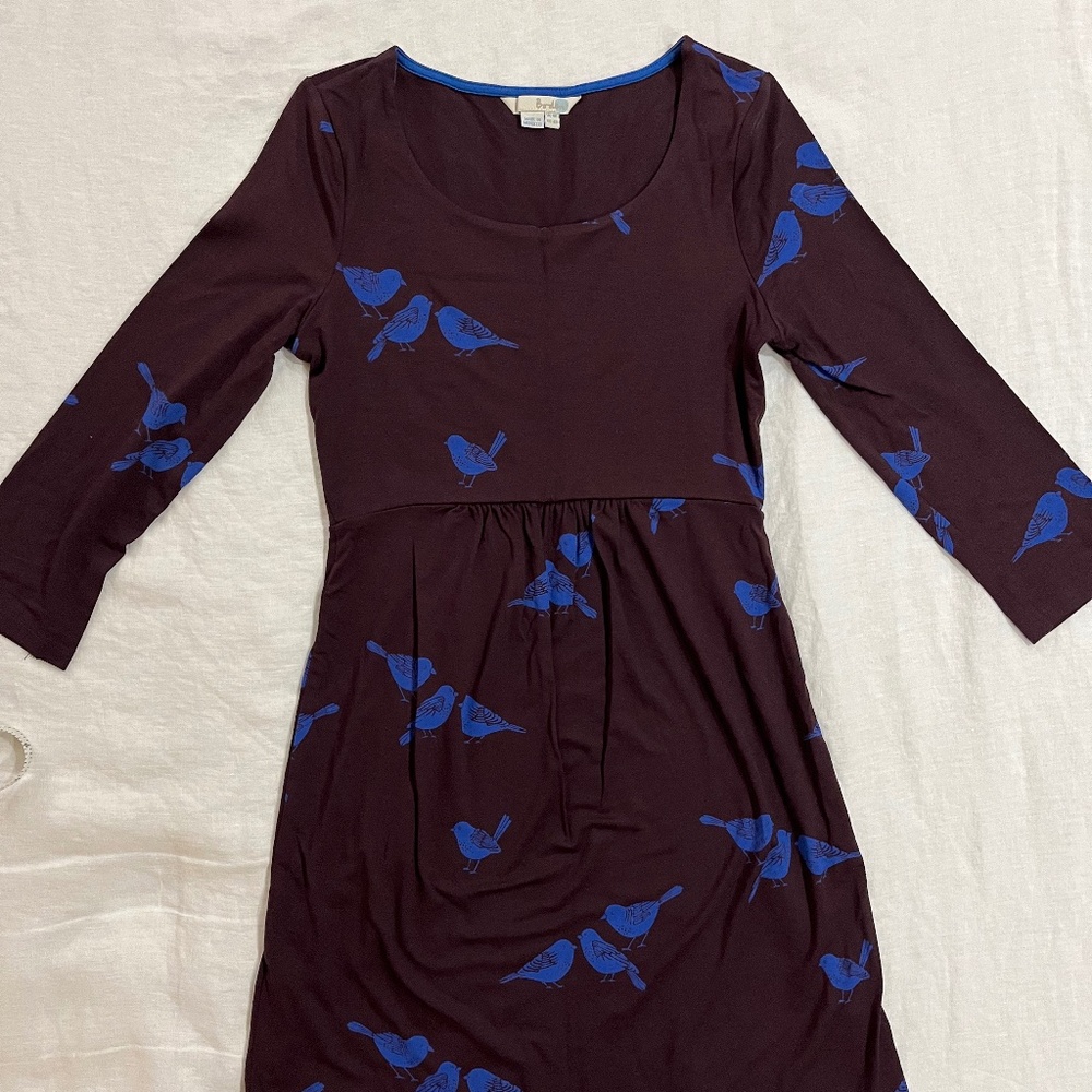 Boden Purple Bird Knit Dress UK8R US4R